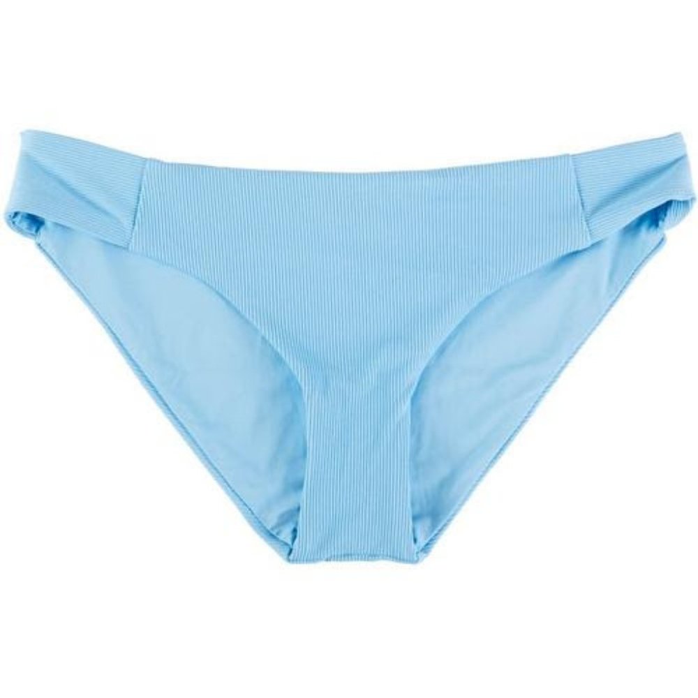 NWT | Becca Womens Solid Ribbed Brief Swim Bottoms | Light Blue | Large